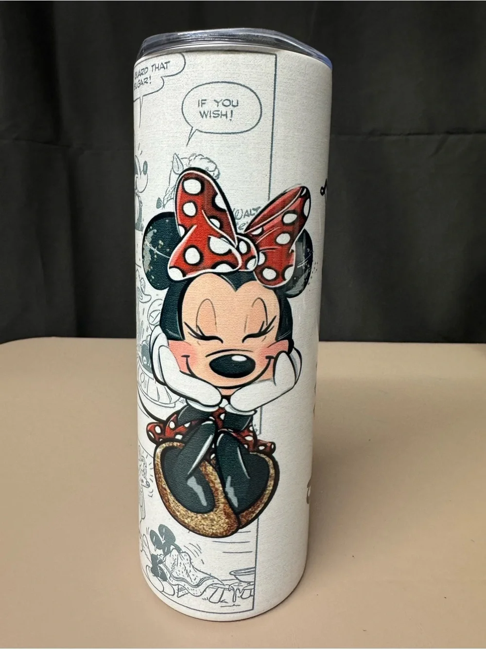 Custom Disney Minnie Mouse Cream Tumbler with Red Polka Dot Bow
